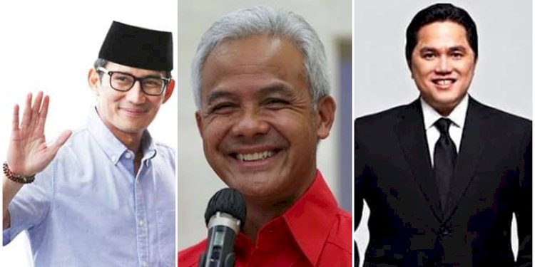 Montase Sandiaga Uno-Ganjar Pranowo-Erick Thohir/Repro