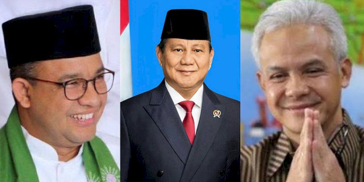 Anies Baswedan, Prabowo Subianto dan Ganjar Pranowo/ist