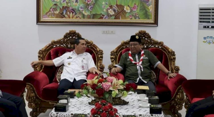 Wali Kota Lubuklinggau, H SN Prana Putra Sohe menerima kunjungam kerja pengurus gerakan Pramuka Kwarda Sumsel/ist
