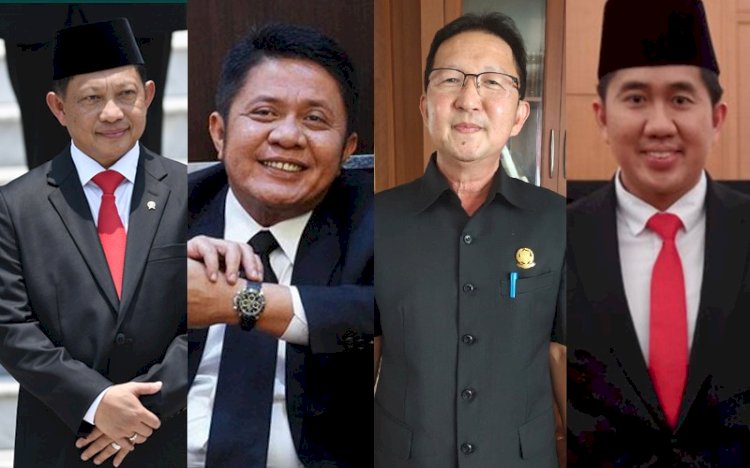 Mendagri Tito Karnavian, Gubernur Sumsel Herman Deru, Ketua DPRD Muara Enim Liono Basuki dan Plt Bupati Muara Enim, Ahmad Usmarwi Kaffah/kolase 