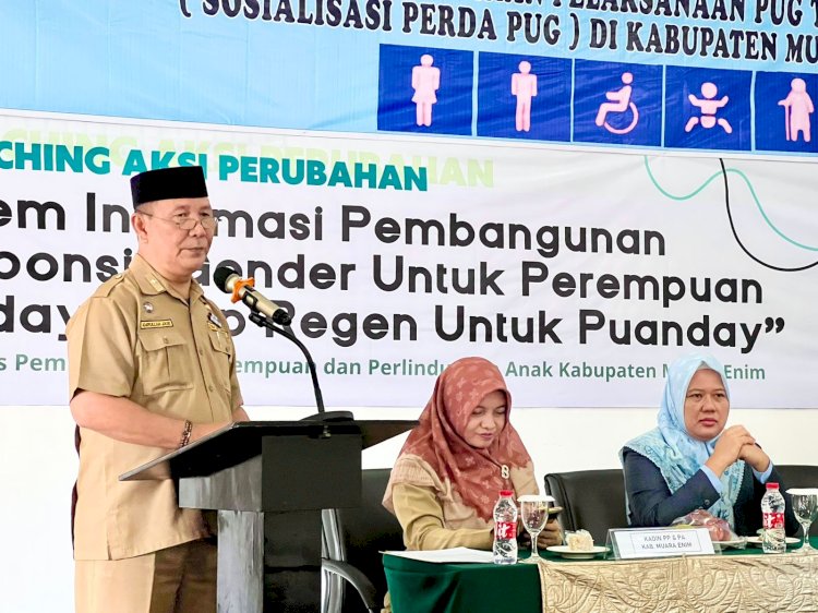 Staf Ahli Bupati Bidang Kemasyarakatan dan SDM, Amrullah Jamaludin,  buka rangkaian sosialisasi Peraturan Daerah (Perda) tentang Pengarusutamaan Gender/ist