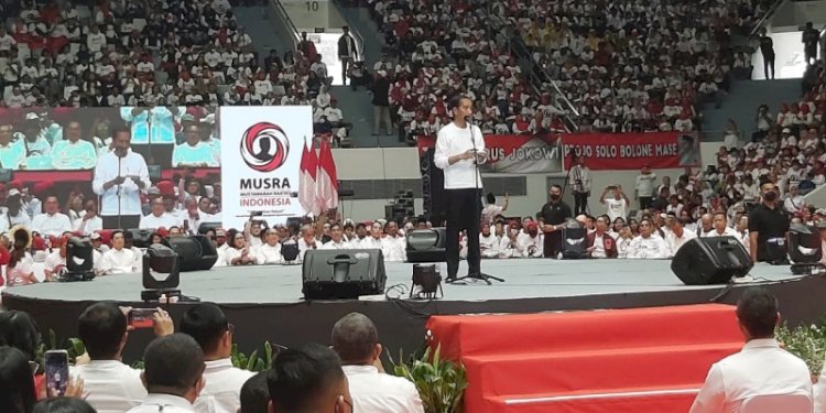 Presiden Jokowi saat hadir dalam acara Musyawarah Rakyat relawan Jokowi/RMOL
