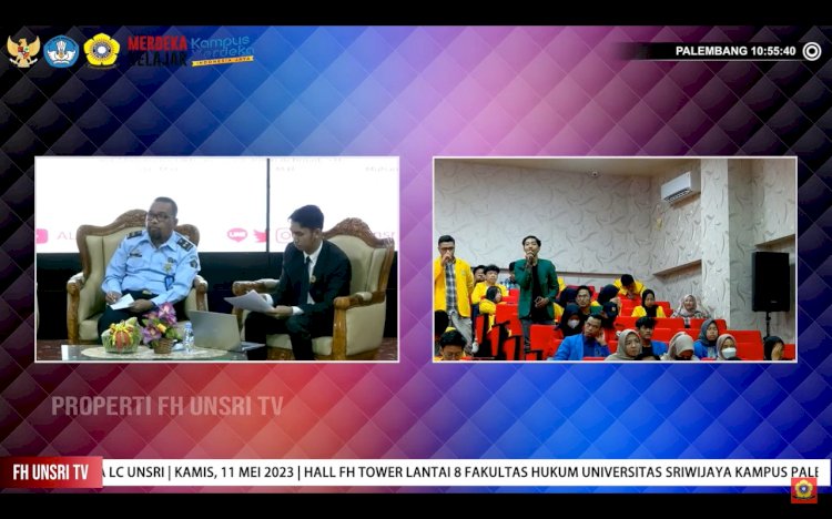   Kantor Wilayah Kementerian Hukum dan HAM Sumatera Selatan turut berpartisipasi dalam Kegiatan "ALSA BERBINAR #2 Bright and Actual Academic Webinar" yang diselenggarakan pada  Senin (15/5) di Ruang Prof. Amzulian Rifa'i Hall Tower, Fakultas Hukum Universitas Sriwijaya, Palembang. (dok Humas KemenkumHAM)