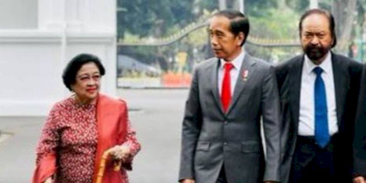  Ketua Umum PDIP Megawati Soekarnoputri, Presiden Joko Widodo, dan Ketua Umum Partai Nasdem Surya Paloh/Net