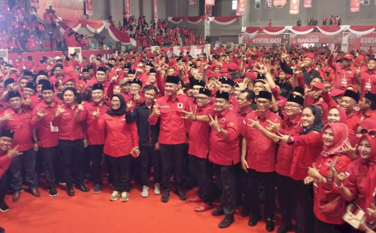 Ganjar Pranowo  menghadiri konsolidasi pemenangan Pileg dan Pilpres yang berlangsung di Gor Ranau Kompleks Jakabaring Sport City /Foto:Dudy Oskandar