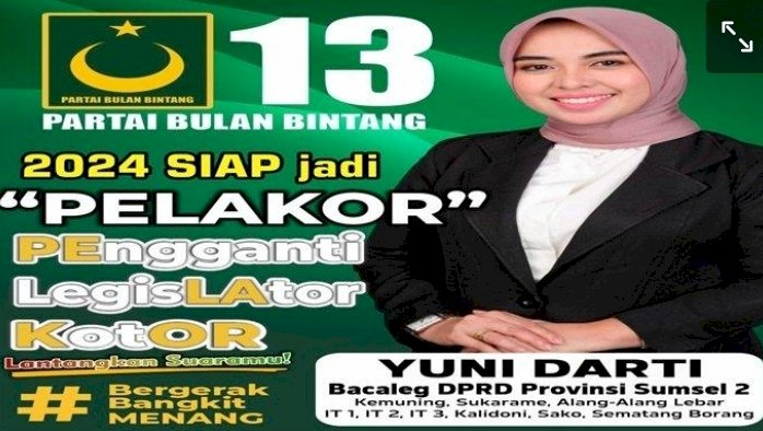 Banner Bacaleg Perempuan dari Partai Bulan Bintang ini Maju Caleg DPRD Sumsel/ist