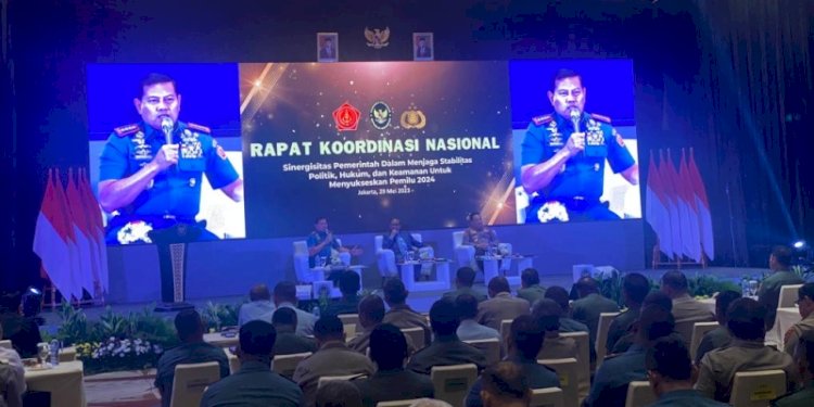 Panglima TNI Laksamana Yudo Margono usai Rapat Koordinasi Nasional Sinergitas Pemerintah dalam Menjaga Stabilitas Politik dan Keamanan untuk Menyukseskan Pemilu 2024, Hotel The Westin, Jakarta Selatan/RMOL