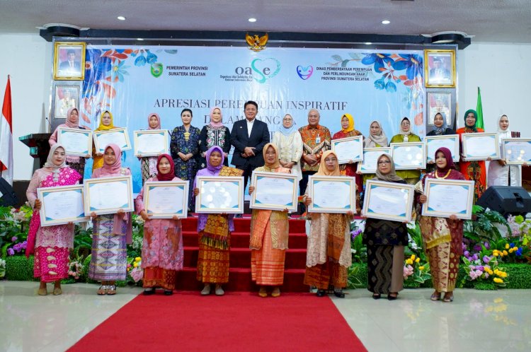 , Pemerintah Provinsi Sumatera Selatan (Sumsel) memberikan sejumlah Penghargaan Kepada Perempuan Berjasa dan Berprestasi di Kabupaten / Kota Se-Sumatera Selatan/ist
