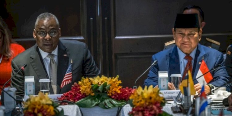 Menteri Pertahanan RI, Prabowo Subianto, dan Menhan Amerika Serikat (AS), Lloyd Austin/Net
