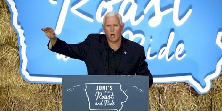 Mantan Wakil Presiden Mike Pence berbicara di Des Moines, Iowa, pada Sabtu 3 Juni 2023/Net