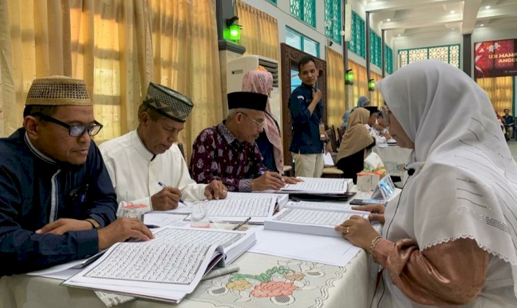 Suasana Uji mampu baca Alquran untuk tingkat DPR Aceh yang digelar KIP Aceh beberapa waktu lalu. (ist/rmolsumsel.id)