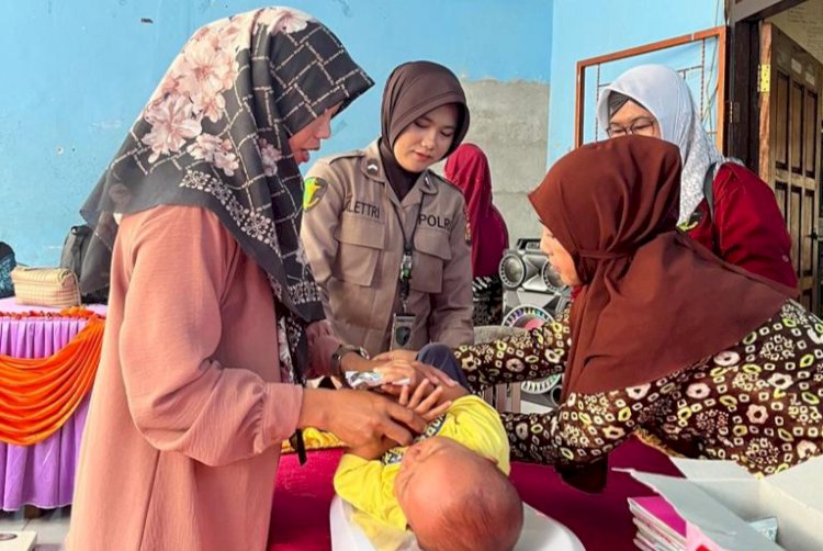 Kegiatan Bhakti Kesehatan penanganan Stunting, yang digelar Polres Muara Enim meriahkan Hari Bhayangkara ke-77. (noviansyah/rmolsumsel.id)