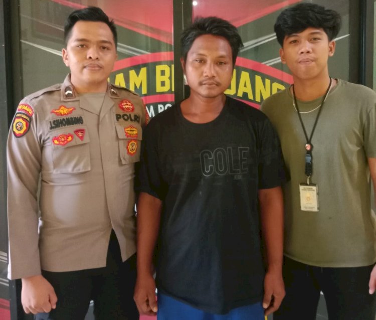 Tersagnka Rohman (29) yang mengaku dibegal dan ternyata laporan palsu saat berada di Polres Muratara. (ist/RmolSumsel.id)