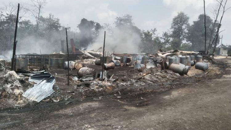 Lokasi terbakarnya tungku penyulingan minyak tradisional di Bayung Lencir/ist