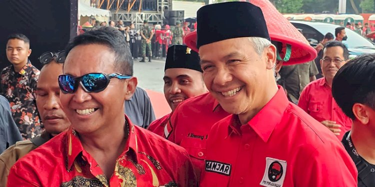 Andika Perkasa dan Ganjar Pranowo saat di acara Bulan Bung Karno (BBK) 2023 yang digelar di Stadion Utama Gelora Bung Karno (SUGBK), Jakarta, Sabtu (24/6)/RMOL