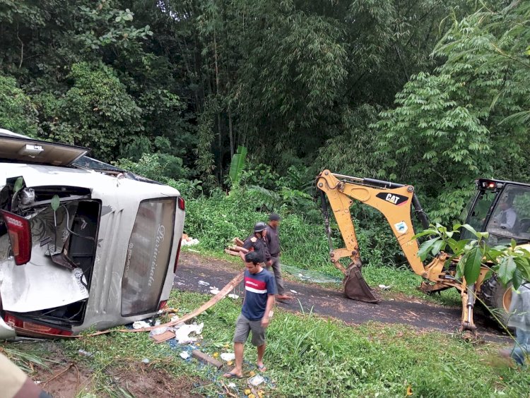 Lokasi kecelakaan bus pariwisata yang membawa rombongan majelis taklim asal Palambang, Minggu (25/6). (ist/RmolSumsel.id)