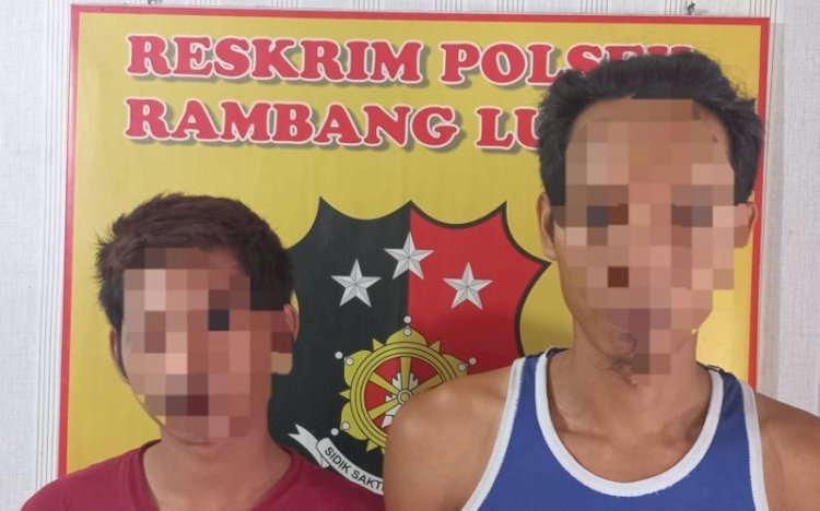 Dua pelaku pencurian pipa Pertamina di Muara Enim, Sumsel. (ist/RmolSumsel.id)