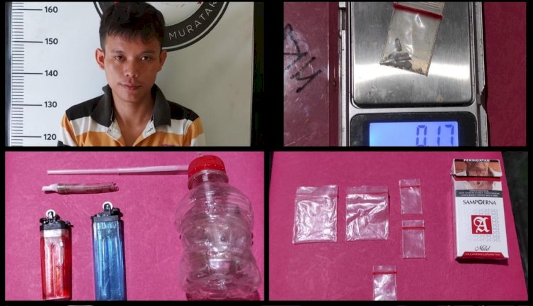 Tersangka  Ikbal Andrean Bin Hajar Aswandi (26) ditangkap Satres Narkoba Polres Muratara  lantaran kedapatan menyimpan narkoba jenis sabu.(dok. Humas Polres Muratara)
