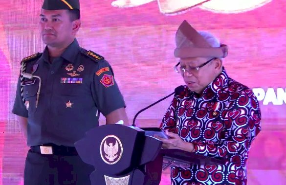 Wakil Presiden Maruf Amin saat melakukan kunjungan kerja di Kabupaten Banyuasin, Sumatera Selatan, Kamis (6/7). (RmolSumsel.id)
