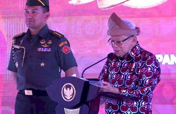 Wakil Presiden Maruf Amin saat melakukan kunjungan kerja di Kabupaten Banyuasin, Sumatera Selatan, Kamis (6/7). (RmolSumsel.id)