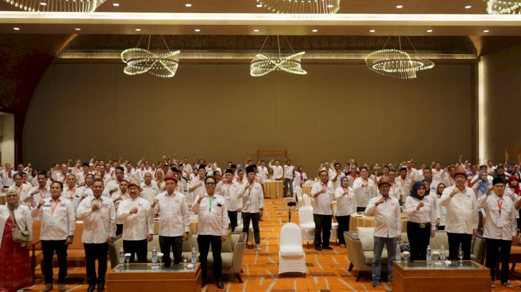Suasana rapat koordinasi wilayah (rakorwil) dan konsolidasi bakal calon anggota legislatif Partai Perindo se-Sumsel, di Hotel Novotel , Palembang, Rabu (12/7).(ist/rmolsumsel.id)