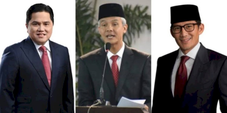 Erick Thohir-Ganjar Pranowo-Sandiaga Uno/Repro