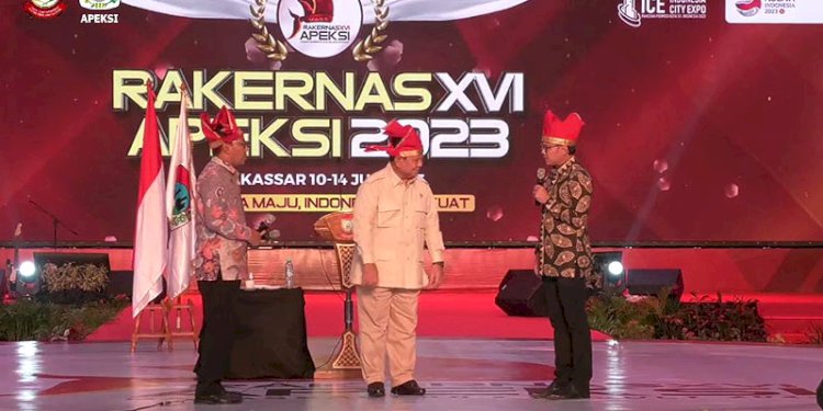 Menteri Pertahanan Prabowo Subianto turut hadir dalam acara Rakernas Apeksi/Repro