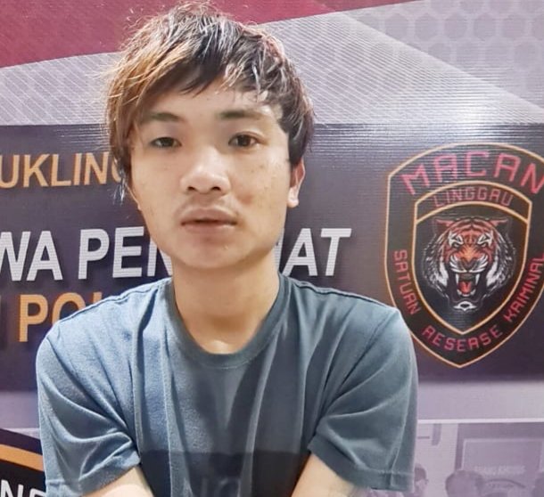  Lippo Irawan (22) tersangka pelaku pengancaman terhadap pelajar di kota Lubuklinggau. (ist/RmolSumsel.id)