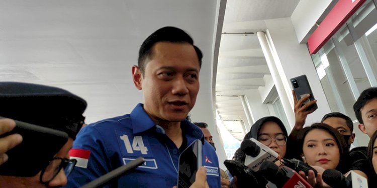 Ketum Demokrat Agus Harimurti Yudhoyono (AHY) saat menghadiri Apel Siaga Perubahan Partai Nasdem di GBK/RMOL