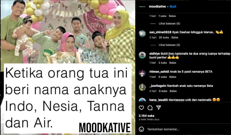 Orangtua memberikan nama unik kepada anaknya. (tangkapan layar Medsos)