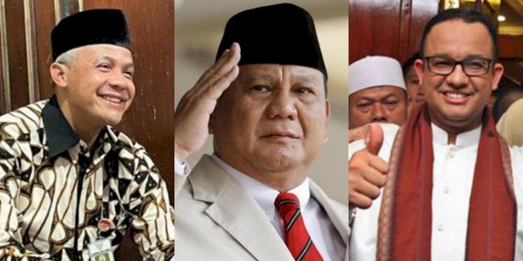 Ganjar Pranowo, Prabowo Subianto dan Anies Baswedan/ist