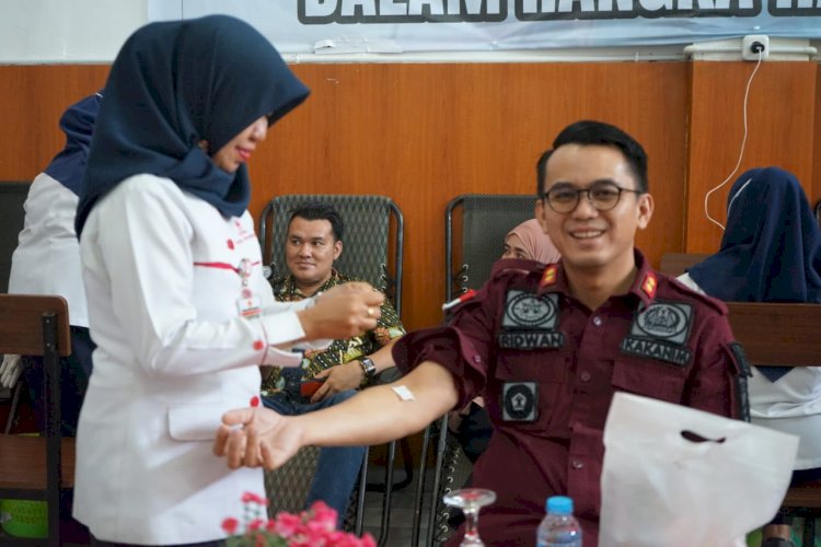  Kanwil Kemenkumham Sumsel gelar kegiatan bakti sosial Donor Darah. Bertempat di Aula LPKA Klas I Palembang. Kamis (27/07).