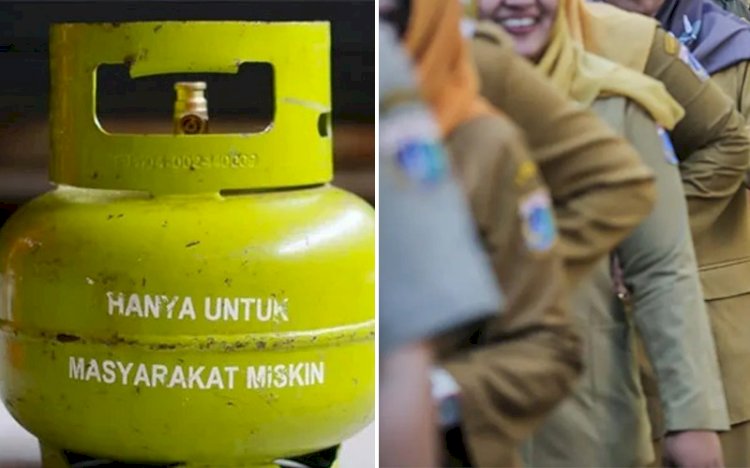 Ilustrasi gas elpiji 3 kilogram dan PNS. (Kolase/RMOLSumsel.id)