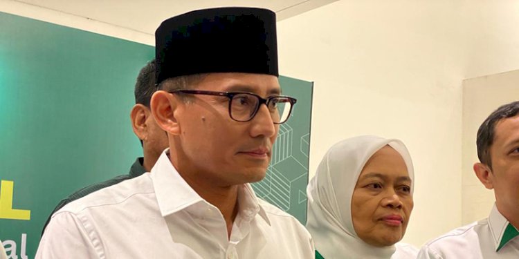  Ketua Badan Pemenangan Pemilu (Bappilu) PPP, Sandiaga Uno saat ditemui usai rapat II Bappilu PPP, di Aula Masjid Attaqwa, Jakarta Selatan, Minggu (6/8)/RMOL