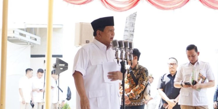 Ketua Umum Partai Gerindra, Prabowo Subianto saat mengumumkan koalisi bersama Golkar/Ist