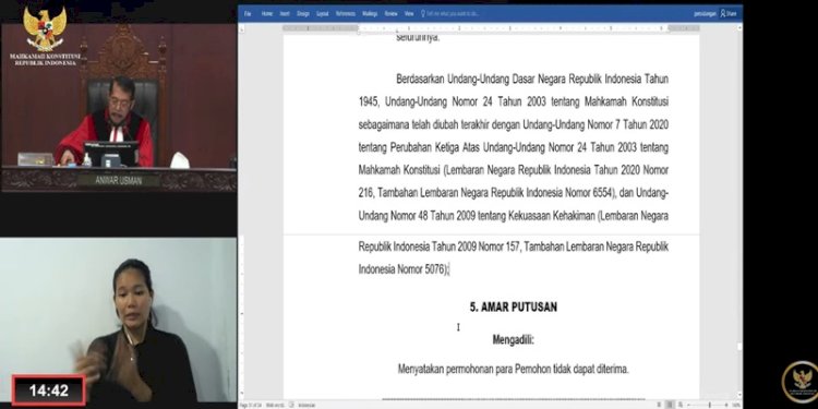 Sidang Putusan MK Soal Masa Kepemimpinan KPK di Gedung MK, Jakarta Pusat, Selasa (15/8)/RMOL