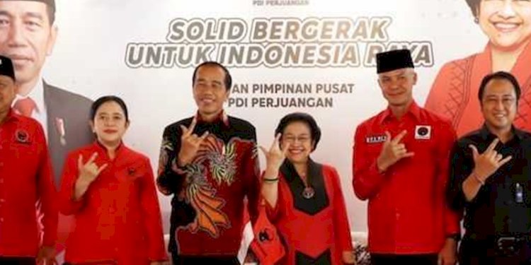 Para petinggi PDIP bersama Presiden Jokowi dan capres Ganjar Pranowo/RMOL