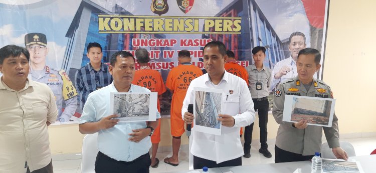 Polda Sumsel melakukan gelar perkara terkait ungkap kasus penangkaran  buaya ilegal di OKI.(Fauzi/RmolSumsel.id)