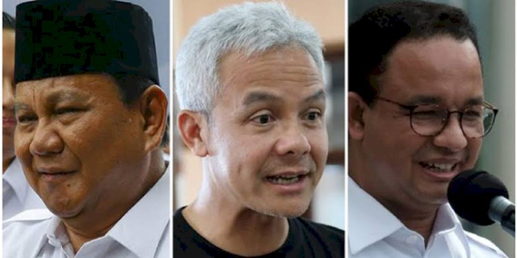 Montase Prabowo Subianto, Ganjar Pranowo, dan Anies Baswedan/Repro