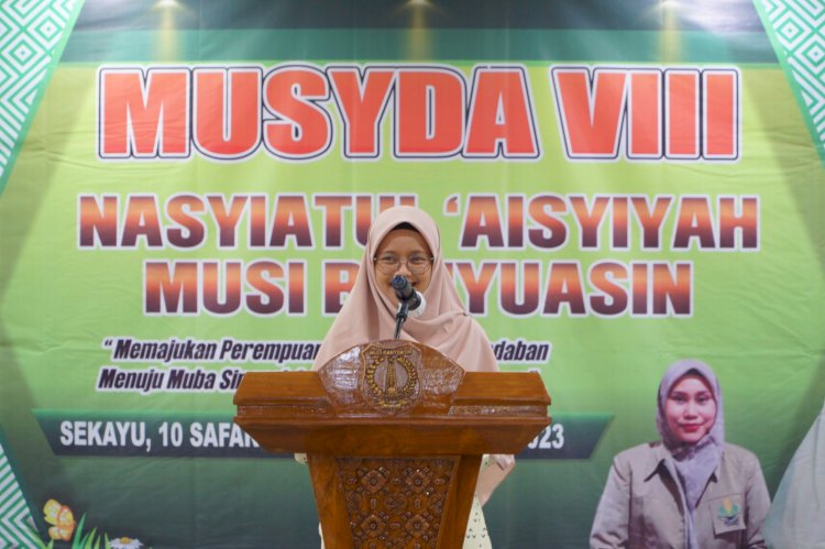 Ketua Panitia Pelaksanaan Nurul Mujtahidah SSi dalam laporan kegiatan Musyda Nasyiatul Aisyiah Muba/ist