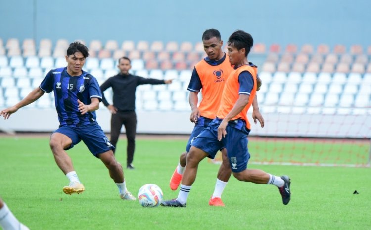 Pemain Sriwijaya Fc saat menjalani sesi latihan di Stadion Bumi Sriwijaya/net