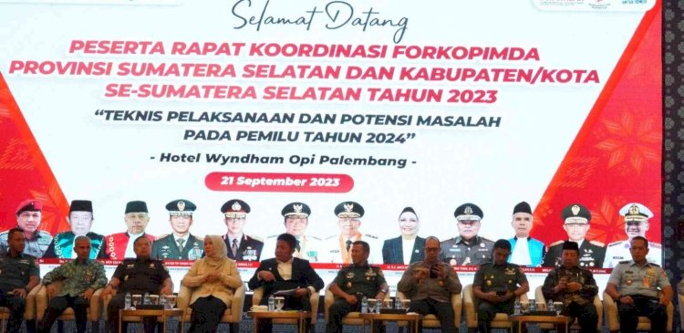 Rapat Koordinasi (Rakor) Forkopimda Kabupaten/Kota se-Sumsel bertempat di Hotel Whyndham, Jakabaring Palembang, Kamis (21/9).(Ist/rmolsumsel.id)