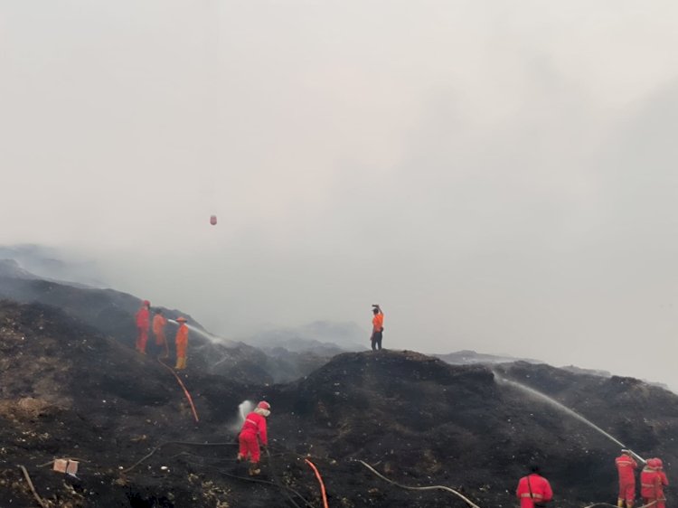 Kondisi TPU Sukawinatan yang terdabakar. (dok.BPBD Sumsel)