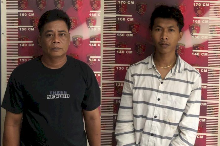 Kedua tersangka usai diamankan anggota Unit Pidum dan Tim Tekab Satreskrim Polrestabes Palembang.(Denny Pratama/RMOLSumsel.id)