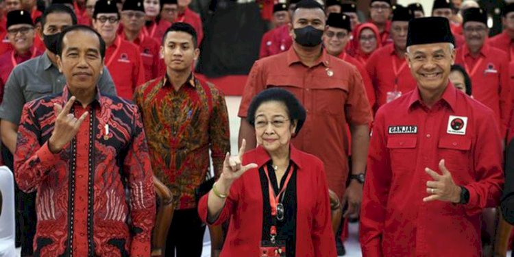 Presiden Joko Widodo, Ketua Umum PDIP Megawati Soekarnoputri, Ganjar Pranowo/Net