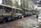 12 Unit Bangkai Bus Trans Musi Terbakar di Terminal AAL