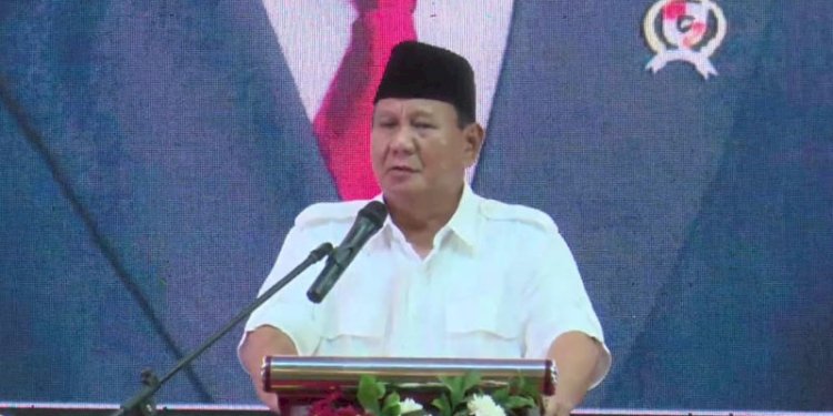 Prabowo Subianto pidato pada deklarasi relawan Setia Prabowo, di Hotel Kartika Chandra, Jakarta Selatan, Sabtu (7/10)/RMOL