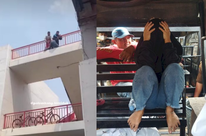 Seorang wanita mencoba bunuh diri dengan melompat dari atas Jembatan Ampera. (ist/RMOLSumsel.id)