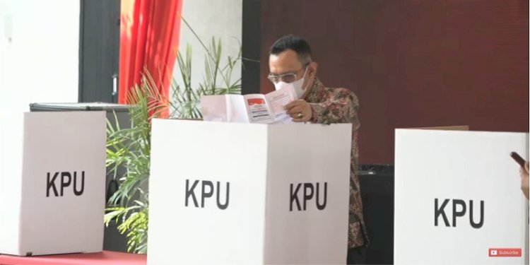 Simulasi pencoblosan oleh Komisi Pemilihan Umum (KPU RI)/Net