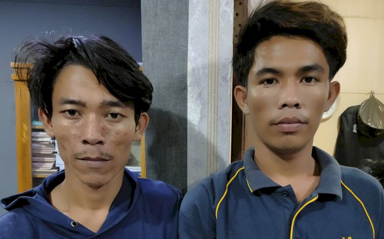 Kedua pelaku bernama M Ares (31), dan Apriyadi (27) yang mencuri kabel LRT Palembang. (ist/RMOLSumsel.id)